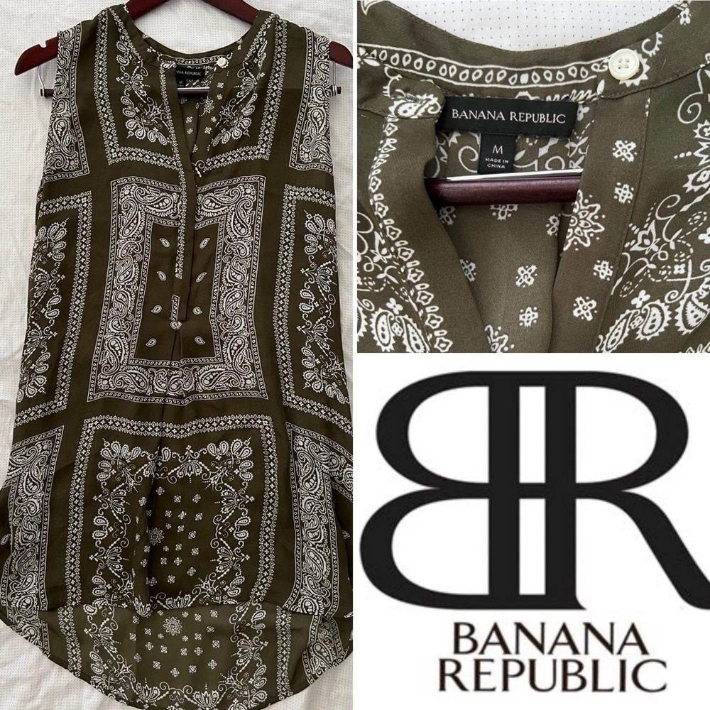 Banana Republic - Super Long! Boho Tunic Blouse (Olive Green)